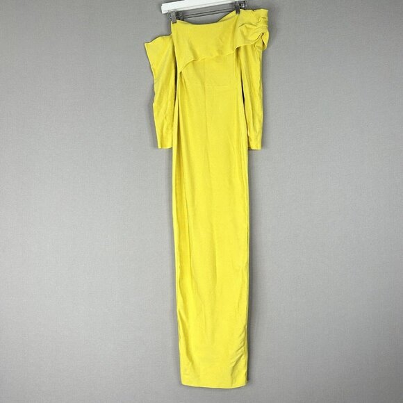 House of CB Dresses & Skirts - House Of CB Womens Dress Small Yellow Bodycon Bandage Maxi Asymmetric Shoulder